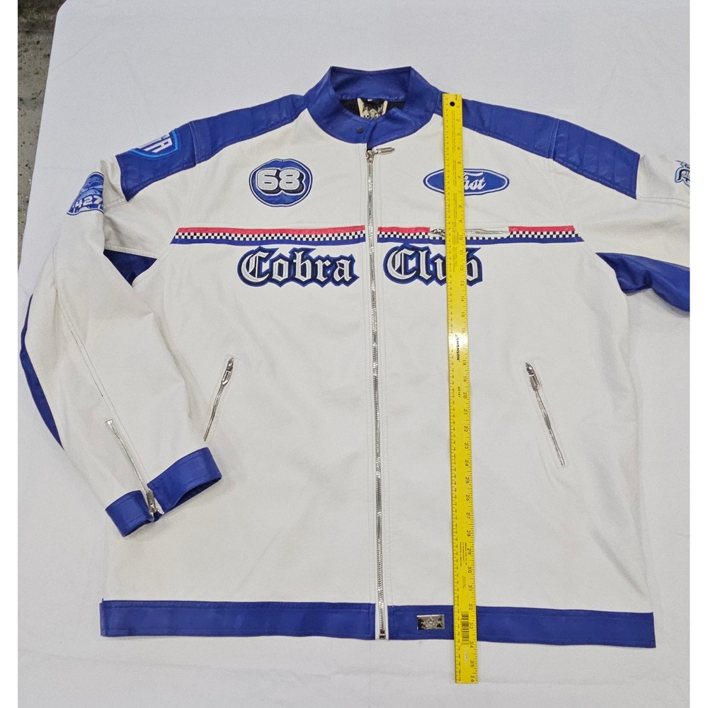 Watson Cobra Club Racing Jacket Mens 7XL White Blue Faux Leather